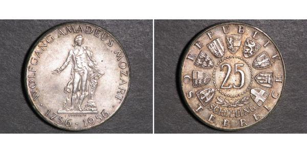 25 Shilling Republic of Austria (1955 - ) Argent Wolfgang Amadeus Mozart