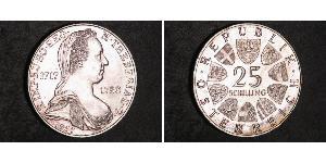 25 Shilling Republic of Austria (1955 - ) Argento Maria Theresa of Austria (1717 - 1780)