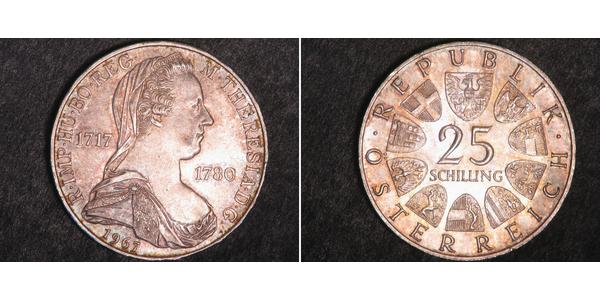 25 Shilling Republic of Austria (1955 - ) Argento Maria Theresa of Austria (1717 - 1780)