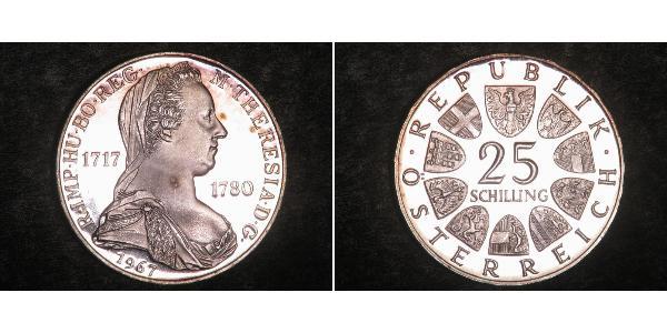 25 Shilling Republic of Austria (1955 - ) Argento Maria Theresa of Austria (1717 - 1780)