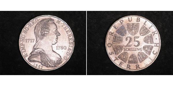 25 Shilling Republic of Austria (1955 - ) Argento Maria Theresa of Austria (1717 - 1780)