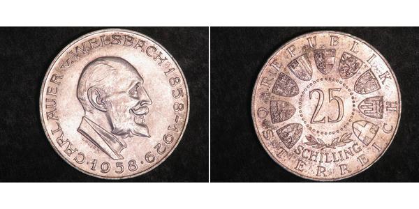 25 Shilling Republic of Austria (1955 - ) Argento Carl Auer von Welsbach