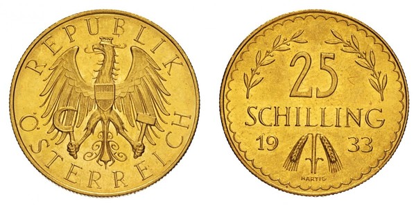 25 Shilling First Austrian Republic (1918-1934) Gold 