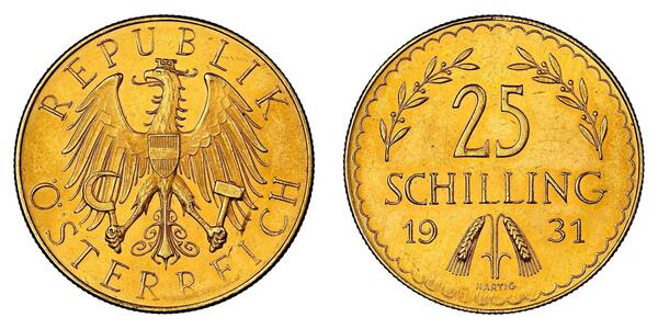 25 Shilling First Austrian Republic (1918-1934) Gold 