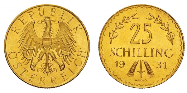 25 Shilling First Austrian Republic (1918-1934) Gold 