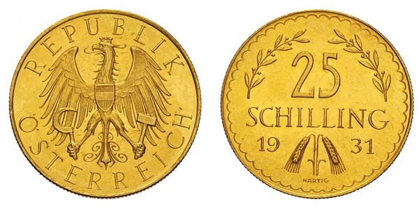 25 Shilling First Austrian Republic (1918-1934) Gold 