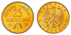 25 Shilling Geschichte Österreichs (1918-1934) Gold 