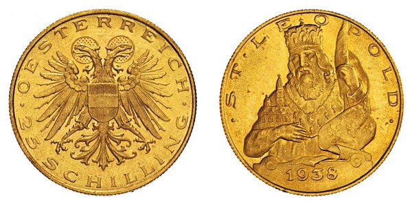 25 Shilling Federal State of Austria (1934-1938) Oro 
