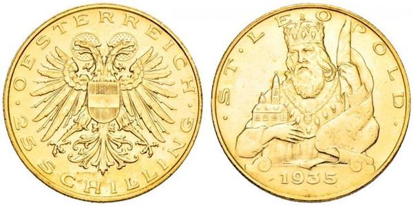 25 Shilling Federal State of Austria (1934-1938) Oro 