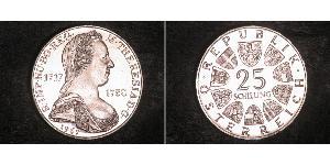 25 Shilling Republic of Austria (1955 - ) Plata Maria Theresa of Austria (1717 - 1780)