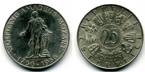 25 Shilling Republic of Austria (1955 - ) Plata Wolfgang Amadeus Mozart