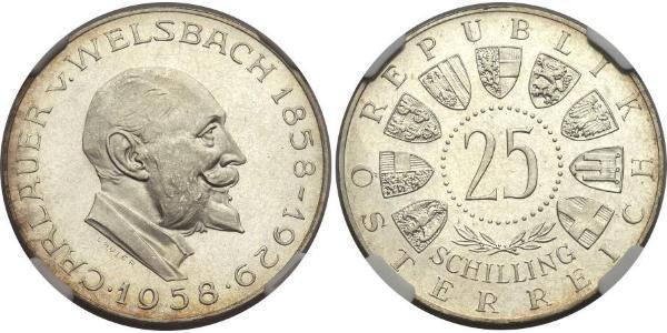 25 Shilling Republic of Austria (1955 - ) Plata Carl Auer von Welsbach