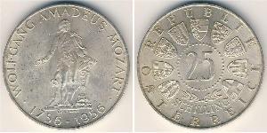 25 Shilling Republik Österreich (1955 - ) Silber 