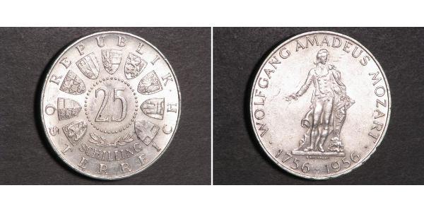 25 Shilling Republik Österreich (1955 - ) Silber Wolfgang Amadeus Mozart