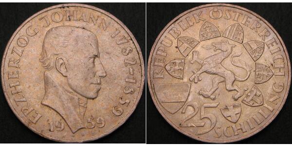 25 Shilling Republik Österreich (1955 - ) Silber 