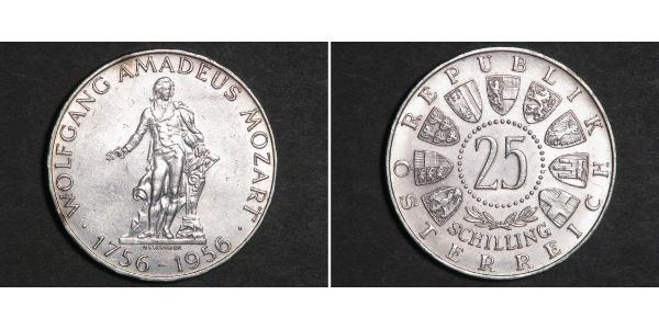 25 Shilling Republik Österreich (1955 - ) Silber Wolfgang Amadeus Mozart