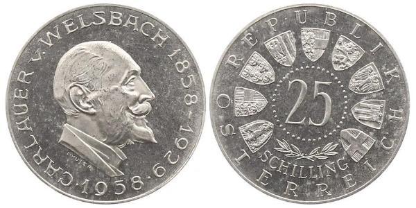 25 Shilling Republic of Austria (1955 - ) Silver Carl Auer von Welsbach