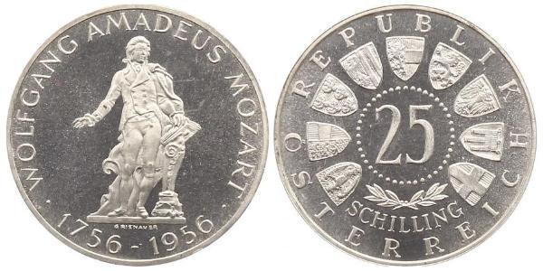 25 Shilling Republic of Austria (1955 - ) Silver Wolfgang Amadeus Mozart