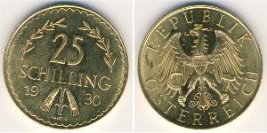25 Shilling 奥地利第一共和国 (1919 - 1934) 金 