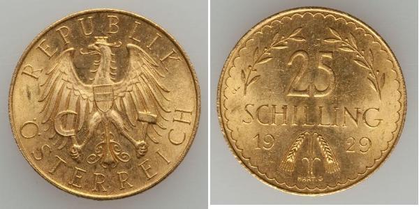 25 Shilling 奥地利第一共和国 (1919 - 1934) 金 