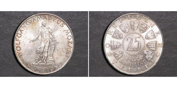 25 Shilling 奥地利 銀 沃尔夫冈·阿马德乌斯·莫扎特