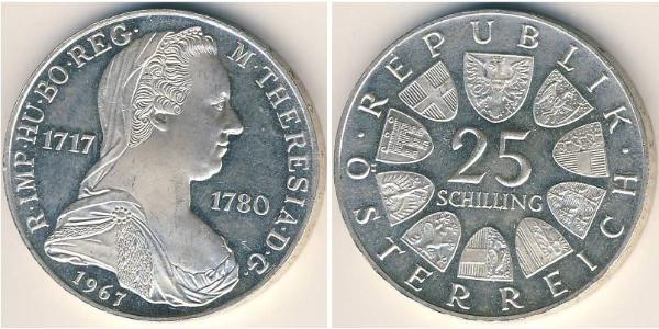 25 Shilling 奥地利 銀 玛丽亚·特蕾西亚 (1717 - 1780)