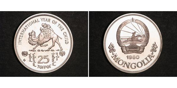 25 Tugrik Mongolia Plata 