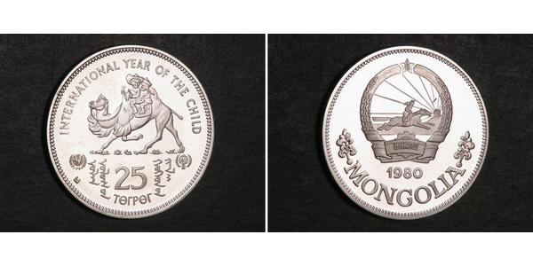 25 Tugrik Mongolia Plata 