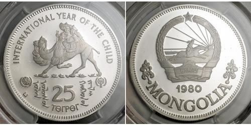 25 Tugrik Mongolei Silber 