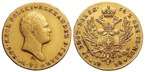 25 Zloty Kingdom of Poland (1815-1915) Gold Alexander I of Russia (1777-1825)