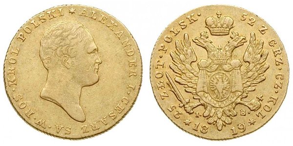 25 Zloty Kingdom of Poland (1815-1915) Gold Alexander I of Russia (1777-1825)