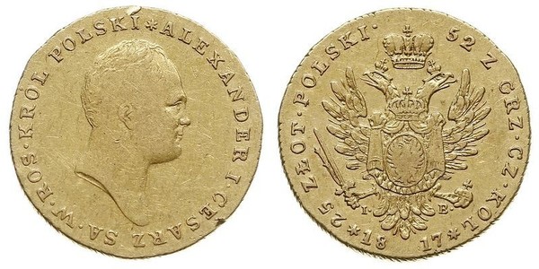 25 Zloty Kingdom of Poland (1815-1915) Gold Alexander I of Russia (1777-1825)