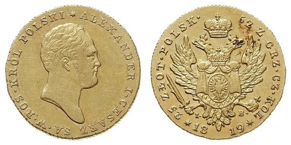 25 Zloty Kingdom of Poland (1815-1915) Gold Alexander I of Russia (1777-1825)