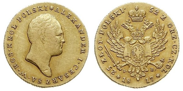 25 Zloty Kingdom of Poland (1815-1915) Gold Alexander I of Russia (1777-1825)