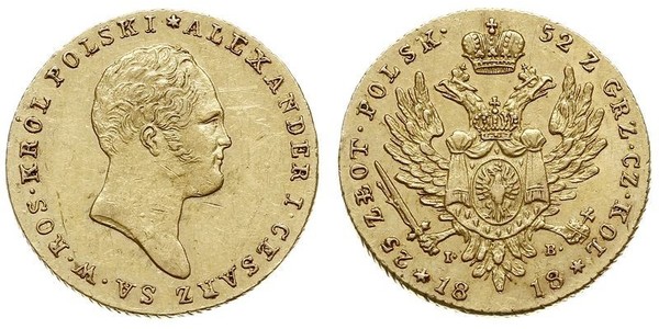 25 Zloty Kongresspolen (1815-1915) Gold Alexander I (1777-1825)