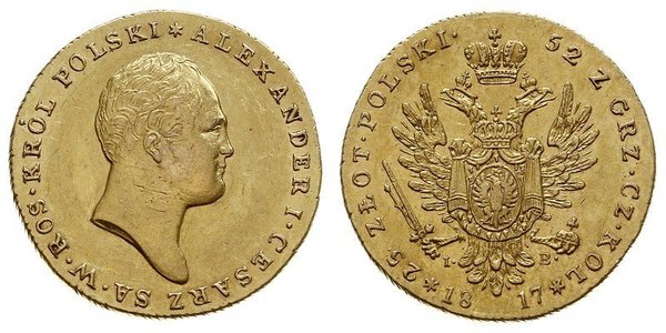 25 Zloty Kongresspolen (1815-1915) Gold Alexander I (1777-1825)