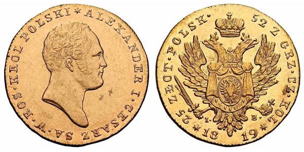 25 Zloty Zarato de Polonia (1815-1915) Oro Alejandro I (1777-1825)