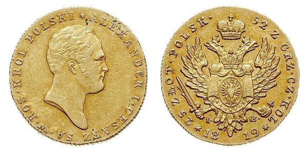 25 Zloty Zarato de Polonia (1815-1915) Oro Alejandro I (1777-1825)