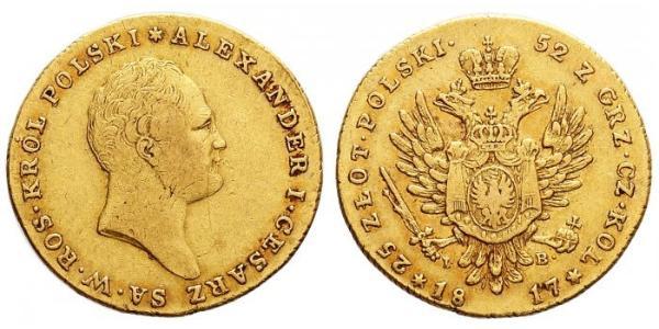 25 Zloty 波蘭會議王國 (1815 - 1915) 金 亚历山大一世 (俄国)  (1777-1825)