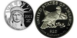 25 Доллар США (1776 - ) Платина 