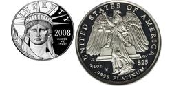 25 Доллар США (1776 - ) Платина 