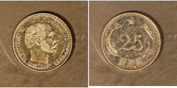 25 Ере Данія Срібло Крістіан IX король Данії (1818-1906)