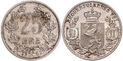 25 Ере Норвегія Срібло Оскар II (1829-1907)