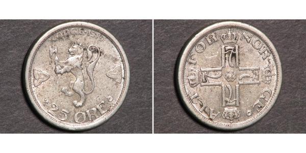 25 Ере Норвегія Срібло Хокон VII (1872 - 1957)