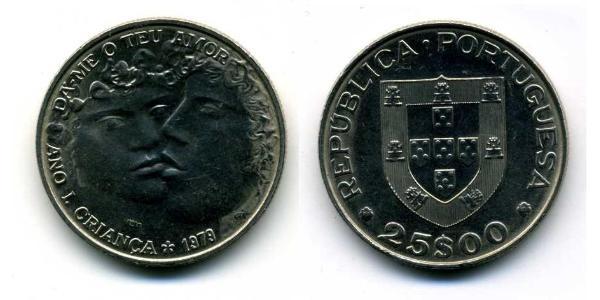 25 Ескудо Португальська Республіка (1975 - ) Нікель/Мідь 
