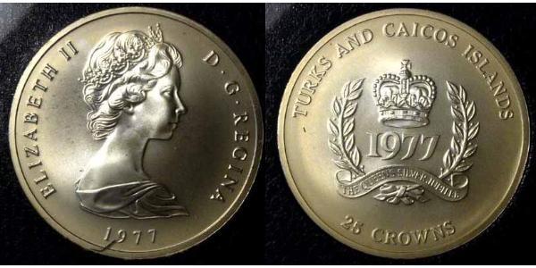 25 Крона(англійська) Теркс і Кайкос Нікель/Мідь Єлизавета II (1926-2022)