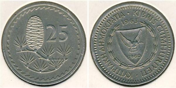 25 Миль Кипр (1960 - ) Никель/Медь 