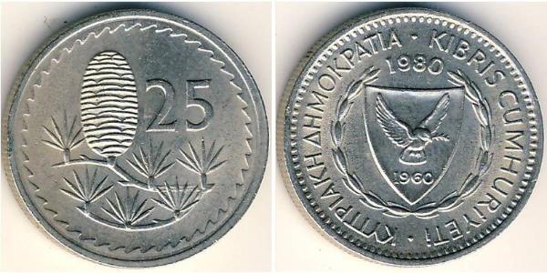 25 Міль Кіпр (1960 - ) Нікель/Мідь 