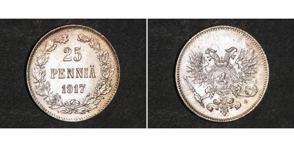25 Пенни Великое княжество Финляндское (1809 - 1917) Серебро Николай II (1868-1918)
