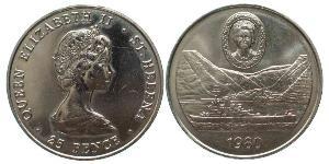 25 Пені Острів Святої Єлени (1981 - ) Нікель/Мідь Єлизавета II (1926-2022)
